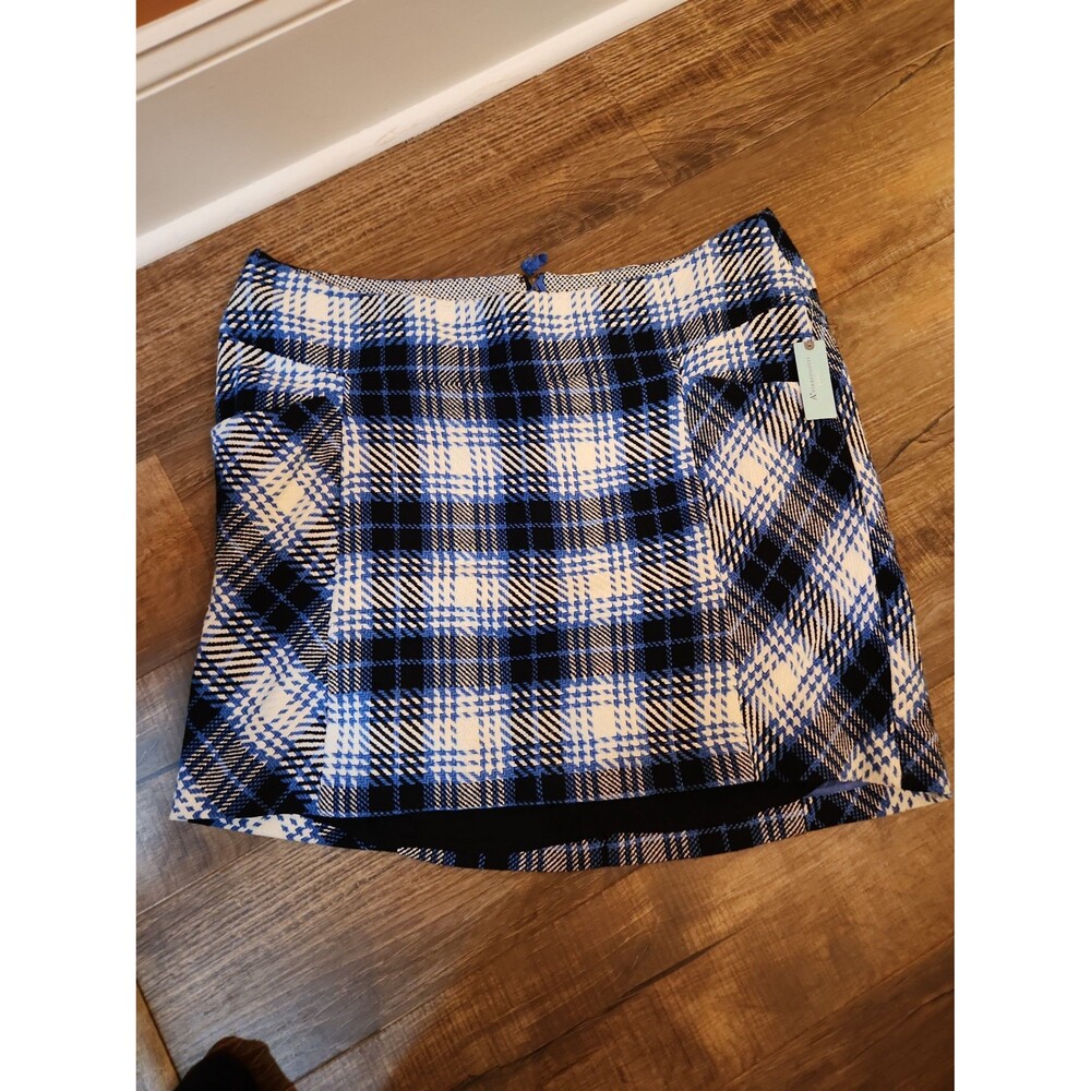 Maeve by Anthropologie Blue Plaid Skirt w/ Pockets Size 20W NWT